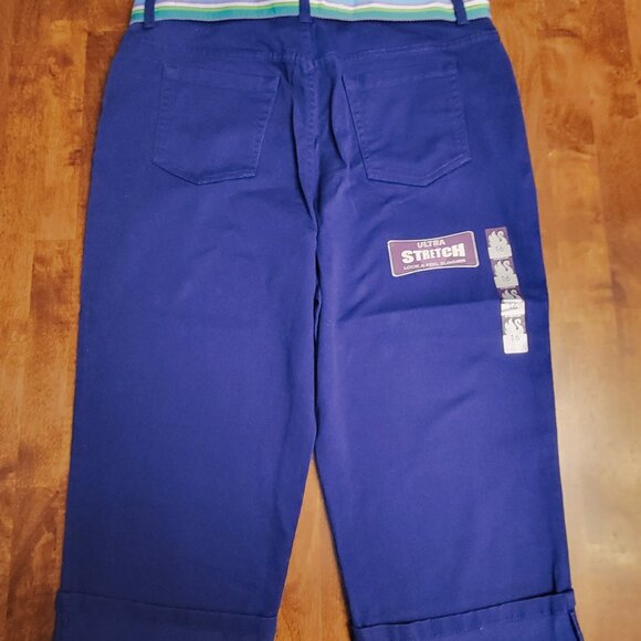 Gloria Vanderbilt ~ Sz “Missy” 16 ~ Blue Capris W/Belt ~ NWT - Picture 2 of 14